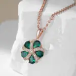 Kinel-collar con colgante de circón Natural verde brillante para mujer, tendencia 585, Color oro rosa, joyería de boda Retro fina para novia 4