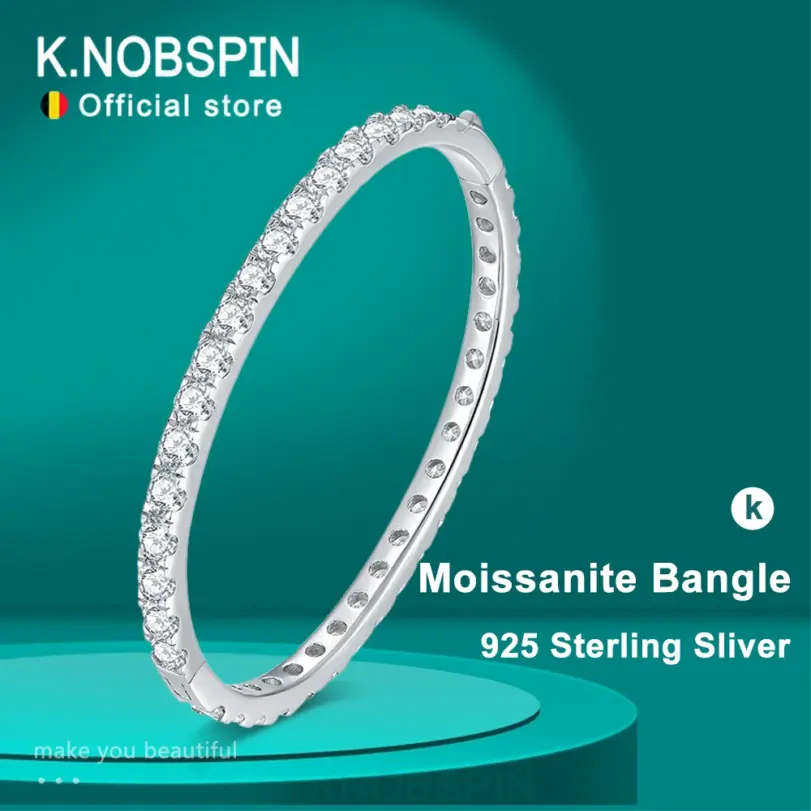 KNOBSPIN D VVS1 brazaletes de moissanita completos de 4mm con certificación GRA s925 pulseras plateadas en plata esterlina de 18k para mujer joyería de regalo de fiesta 1 KNOBSPIN D VVS1 brazaletes de moissanita completos de 4mm con certificación GRA s925 pulseras plateadas en plata esterlina de 18k para mujer joyería de regalo de fiesta 1