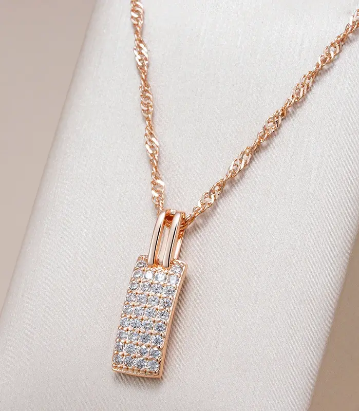 Kinel-collar con colgante de circón Natural para mujer, accesorio de lujo, Color oro rosa 585, joyería fina diaria para novia 1