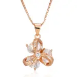 Kinel-collar con colgante de flor de cristal para mujer, Color oro rosa 585, accesorios de circón Natural, joyería étnica fina diaria 6