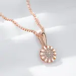 Kinel-collar con colgante de flor de cristal para mujer, Color oro rosa 585, accesorios de circón Natural totalmente brillante, joyería fina diaria 4