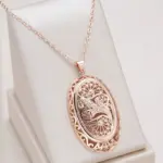 Kinel-collar con colgante grande para mujer, Color oro rosa 585, flores huecas a la moda, accesorios de circón Natural, joyería diaria 1