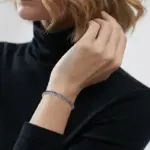 KNOBSPIN Pulseras de tenis de moissanita azul para mujer y hombre, 3mm, 4mm, diamante de cultivo de laboratorio con certificado, pulsera chapada en plata 925 de 18k 6