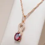 Kinel-collares con colgante de circón Natural rojo para mujer, Color oro rosa, colgante de flor de cristal, joyería Vintage fina diaria, tendencia 585 1