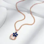 Kinel Trend-collar con colgante de flor de circón Natural azul brillante para mujer, Color oro rosa 585, joyería Vintage fina para uso diario 4