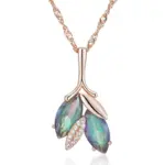 Kienl-collar con colgante de flor de cristal para mujer, Color oro rosa 585, accesorios coloridos de circón Natural, joyería fina diaria 6