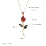 Kinel-collar con colgante de rosa creativo único para mujer, moda 585, Color oro rosa con esmalte rojo, joyería fina Vintage para uso diario 2