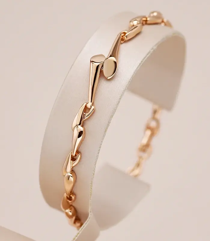 Kinel-pulsera geométrica de Color oro rosa para mujer, moda 585, Metal brillante de lujo, joyería fina diaria para boda y novia, novedad de 2023 1