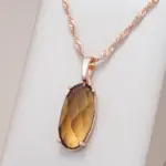Kinel-collar con colgante de circón Natural para mujer, redondo, marrón claro, Simple, Color oro rosa 585, joyería diaria de alta calidad 1