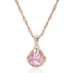 Kinel-collar de circón Natural rosa romántico para mujer, oro rosa 585, regalo de pareja de lujo, colgante Simple, joyería fina diaria 6