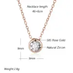 Kinel-collar con colgante de circón Natural para mujer, abalorios redondos simples de Color oro rosa 585, joyería fina diaria de alta calidad 2