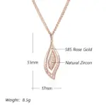 Kienl-collar con colgante largo para mujer, Color oro rosa 585, flor de cristal, accesorios de circón Natural, joyería Vintage diaria 2