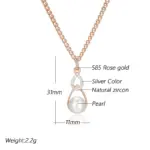 Kinel-collar con colgante de mezcla de colores para mujer, oro rosa 585, plata, colgante de perla geométrica única, joyería de boda 2024 2