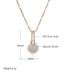 Kinel-collar con colgante de flor de cristal para mujer, Color oro rosa 585, accesorios de circonita Natural, joyería fina para uso diario 2