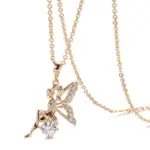 Kinel, collares con colgante de Ángel de tendencia novedosa para mujer, Color oro rosa 585, con colgante de circón Natural brillante, joyería fina diaria 6