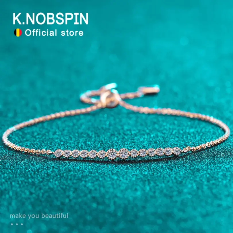 KNOBSPIN D VVS1 Pulseras de moissanita para mujer, pulsera delicada chapada en plata de ley 18k con diamantes de laboratorio redondos de 0,24 quilates GRA S925 1 KNOBSPIN D VVS1 Pulseras de moissanita para mujer, pulsera delicada chapada en plata de ley 18k con diamantes de laboratorio redondos de 0,24 quilates GRA S925 1