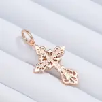 Kinel-collar con colgante de Cruz de la Iglesia Ortodoxa para hombre y mujer, joyería étnica fina diaria, Color oro rosa y plata 585 6