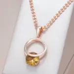 Kinel-collar con colgante de circón Natural marrón brillante para mujer, accesorios de fiesta de Color oro rosa 585, joyería fina diaria 1