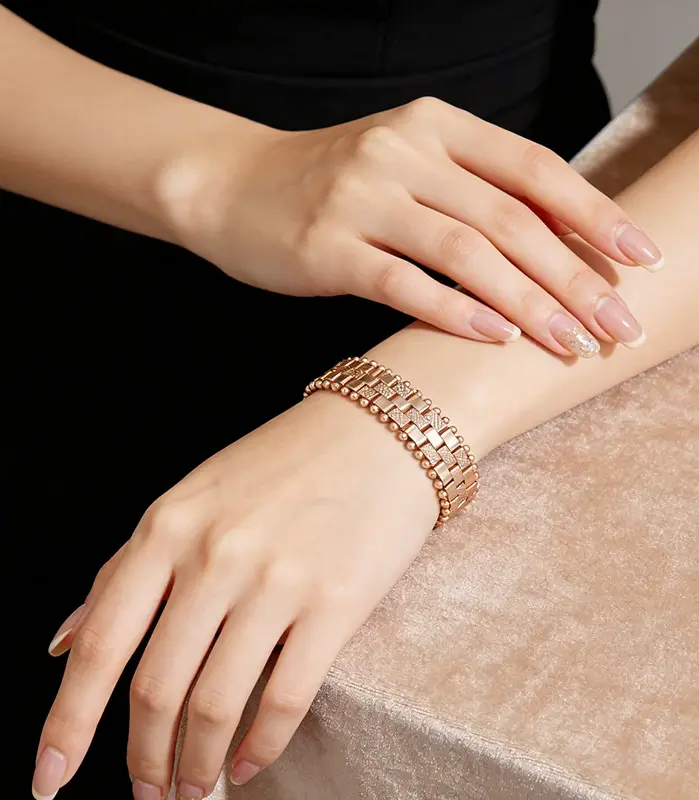 Pulsera de Eslabones Únicos Kinel, Tendencia Actual, Color Oro Rosa 585, para Mujer, Joyería Fina de Lujo, Estilo Étnico, para Novia, Boda, Uso Diario, Novedad 2026 1