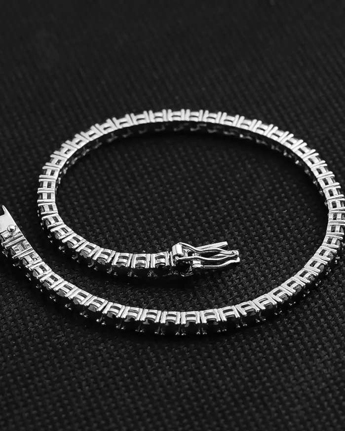 KNOBSPIN-pulsera de tenis de moissanita negra chapada en plata de ley 925, pulsera de oro blanco de 18k para mujer y hombre, joyería de fiesta de Hip Hop 2