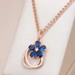 Kinel Trend-collar con colgante de flor de circón Natural azul brillante para mujer, Color oro rosa 585, joyería Vintage fina para uso diario 1
