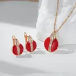 Kinel, moda novedosa, collar con colgante de circón Natural esmaltado rojo para mujer y niña, joyería sencilla de Color oro rosa 585, joyería diaria para fiesta 3