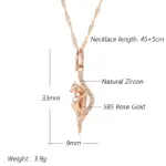 Kinel-collar con colgante de circón Natural brillante para mujer, colgante de Animal de Color oro rosa 585, joyería Vintage para fiesta diaria 2