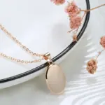 Kinel-collar con colgante ovalado brillante para mujer, colgante de moda de Color oro rosa 585, joyería fina diaria de alta calidad 3