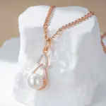 Kinel-collar con colgante de mezcla de colores para mujer, oro rosa 585, plata, colgante de perla geométrica única, joyería de boda 2024 3