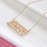 Kinel-collar con colgante cuadrado de circón Natural para mujer, joyería fina diaria de alta calidad, Color oro rosa, a la moda, 585 4