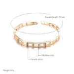 Kinel-pulsera de eslabones cuadrados de oro rosa para mujer, brazalete de circón Natural de lujo, pulseras diarias finas, joyería de boda étnica, 585 2