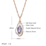 Kinel inusual brillante púrpura colgante de circón Natural collar para mujer de lujo 585 Color oro rosa boda fiesta joyería fina diaria 2