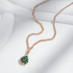 Kinel moda novedosa 585 collar con colgante de Color oro rosa para mujer colgante de circón Natural verde brillante joyería fina diaria 4