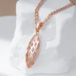Kinel-collar con colgante brillante Simple para mujer, accesorios de Color oro rosa 585, joyería fina diaria de alta calidad 3