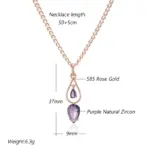 Kinel-collar con colgante largo de circonita Natural para mujer, accesorios de Color oro rosa 585, joyería diaria para boda 2