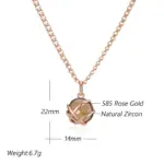 Kinel-collar con colgante de circón Natural para mujer, color marrón claro, lujo, Color oro rosa 585, Metal brillante, joyería étnica fina para uso diario 2