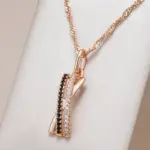 Kinel moda negro con colgante de circón Natural blanco collar de mujer de lujo 585 Color oro rosa colgante Vintage joyería diaria 1