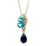 Kinel-collar con colgante de Color oro rosa 585 para mujer, accesorios de circón Natural azul, joyería fina étnica Vintage diaria 6