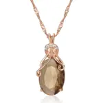 Kinel, collar con colgante de circón Natural marrón claro ovalado grande para mujer, moda 585, Color oro rosa, joyería diaria de alta calidad 6