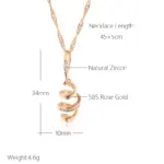 Kinel-collar con colgante giratorio geométrico para mujer, Color oro rosa 585, accesorios de circón Natural, joyería diaria de tendencia nupcial 2
