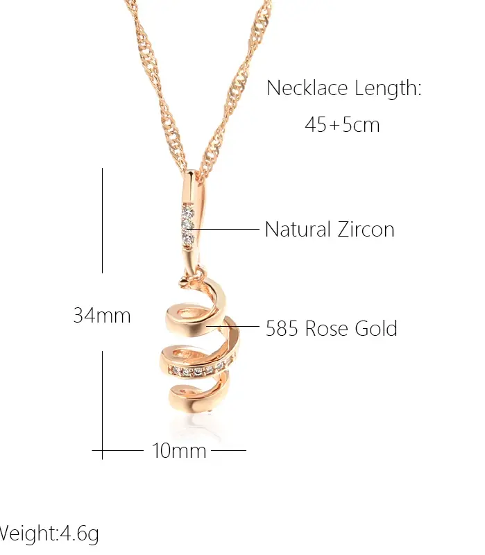 Kinel-collar con colgante giratorio geométrico para mujer, Color oro rosa 585, accesorios de circón Natural, joyería diaria de tendencia nupcial 2