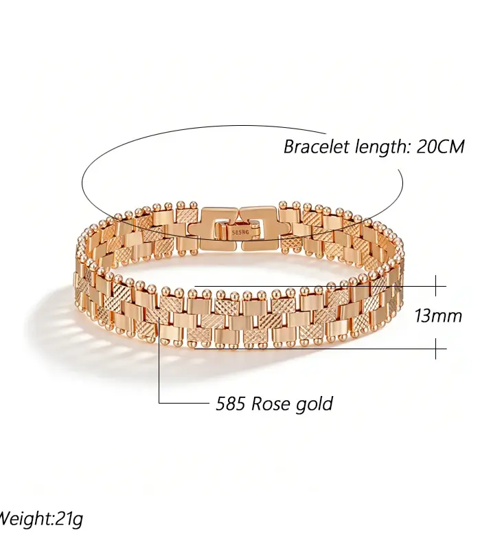 Pulsera de Eslabones Únicos Kinel, Tendencia Actual, Color Oro Rosa 585, para Mujer, Joyería Fina de Lujo, Estilo Étnico, para Novia, Boda, Uso Diario, Novedad 2026 2