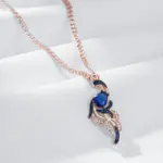 Kinel-collar con colgante de pájaro de circón Natural azul único para mujer, chapado en oro rosa y negro 585, joyería fina diaria de animales 4