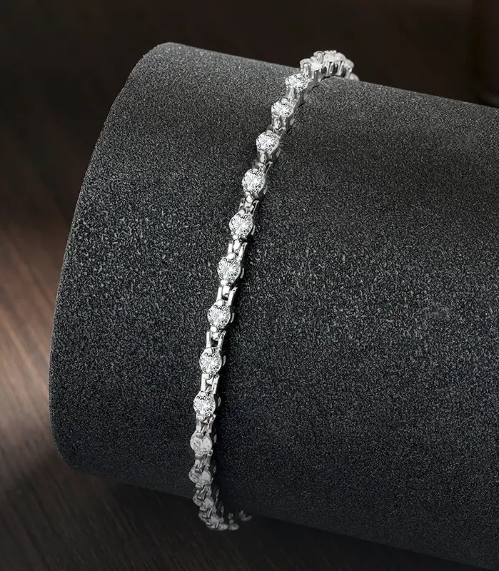 KNOBSPIN 3mm D VVS1 pulsera de tenis de moissanita sólida plata de ley s925 chapada en oro blanco de 18k con pulseras GRA para mujer hombre 2