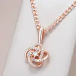 Kinel-collar con colgante étnico para novia, Color oro rosa 585, Cruz geométrica única, flor de circón Natural, joyería fina diaria para mujer 1
