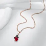 Kinel-collar con colgante de circón Natural rojo brillante para mujer, chapado en oro rosa 585, joyería Retro fina diaria de alta calidad 5