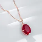 Kinel-collar con colgante de circón Natural para mujer, ovalado, rojo, brillante, Color oro rosa 585, joyería fina diaria de alta calidad 3