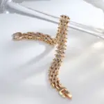 Kinel moda 585 pulsera de eslabones únicos de oro rosa para mujer pulseras finas de circón Natural de lujo para uso diario joyería de boda étnica 5