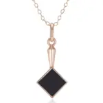 Kinel-collar con colgante de piedra negra cuadrada para mujer, accesorios de Color oro rosa 585, joyería fina diaria de alta calidad 6