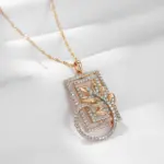 Kinel-collar con colgante cuadrado y ancho para mujer, Color oro rosa y plata, mezcla de flores de cristal Boho, joyería étnica Retro, 585 5